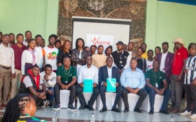 CPA Benedict Atavachi, CEO of the Youth Fund, poses for a group photo with participants at the Youth Agripreneurship Training Forum in Nakuru County.