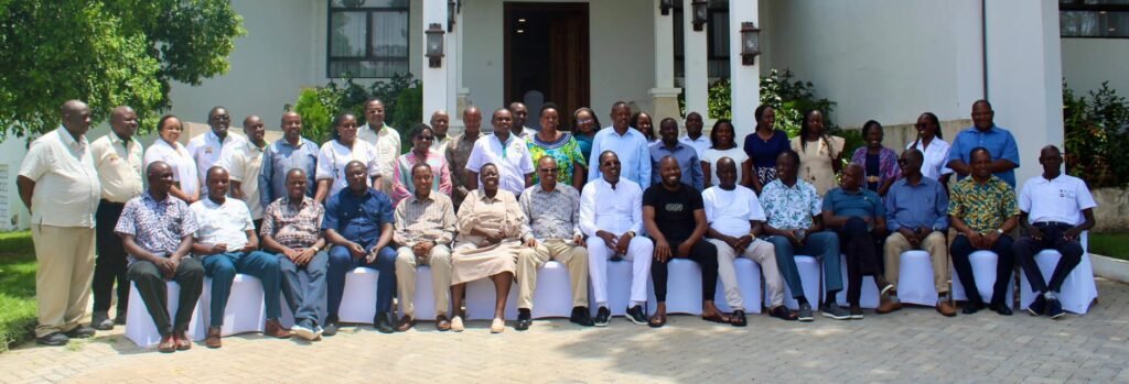 Members of the National Assembly Committee on Agriculture and Livestock outside building in Mombasa