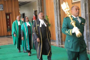 National Assembly Speaker H.E. Moses Wetangula during his arrival at Parliament.