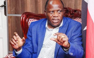 Dhadho Godhana, Tana River Governor and Elected Chair of Coast Economic Bloc sitting at his office