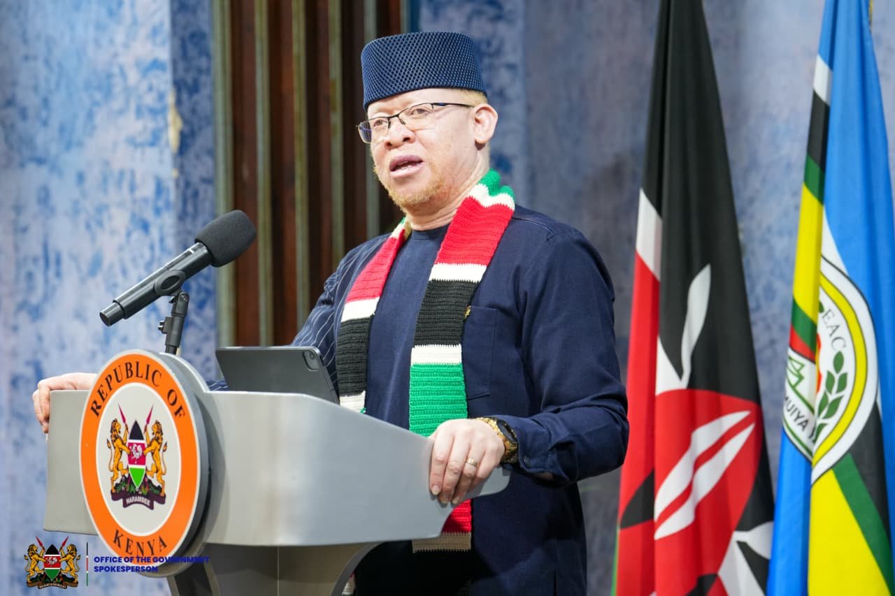 Isaac Mwaura during a media briefing at Harambee House Annex.