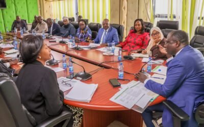 IEBC Chairperson Erastus Ethekon in talks with members of the COIN-10 delegation during a consultative meeting.