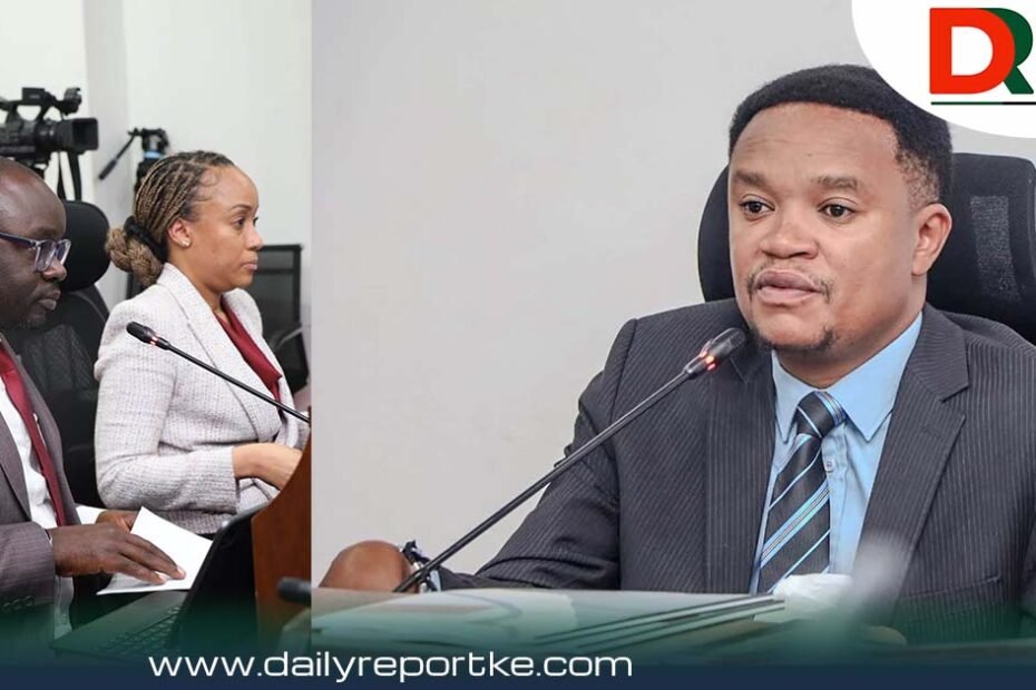 Split image showing Hon. Kuria Kimani, Chairperson of the National Assembly Finance Committee, speaking at a microphone, and KBA representatives preparing to submit documents, referencing on Microfinance Bill 2026