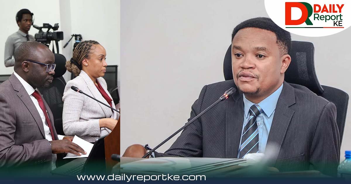 Split image showing Hon. Kuria Kimani, Chairperson of the National Assembly Finance Committee, speaking at a microphone, and KBA representatives preparing to submit documents, referencing on Microfinance Bill 2026