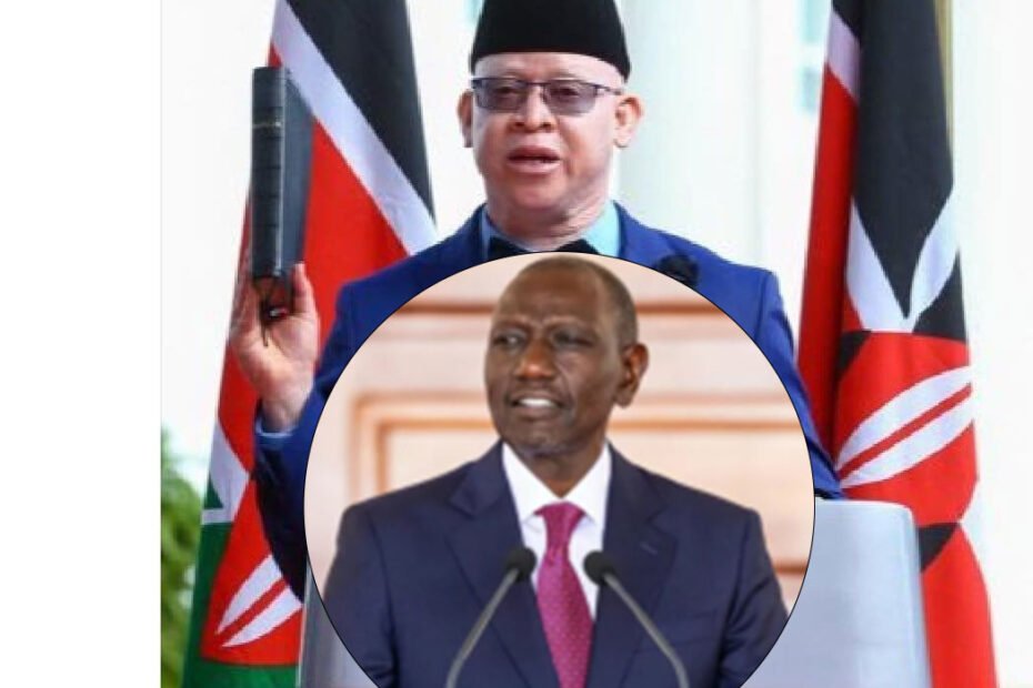 Ruto Executive Reshuffle 2026: Composite image featuring Isaac Mwaura taking an oath and an insert of President William Ruto.