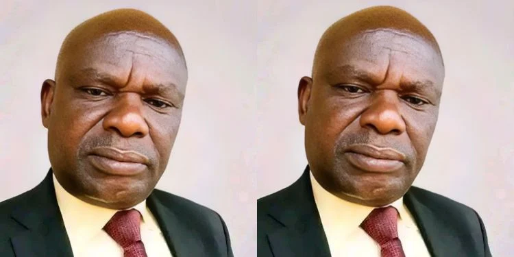 Nathan Wasama Masai wearing a dark suit jacket, cream collared shirt, and maroon textured tie, displayed side-by-side in a split image.