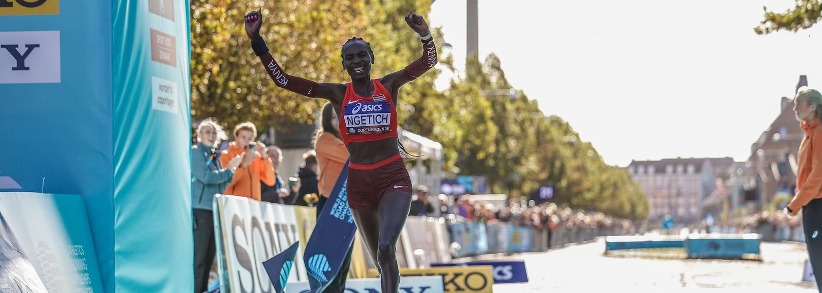 Agnes Ngetich competing at the 2026 World Athletics Road Running Championships in Copenhagen