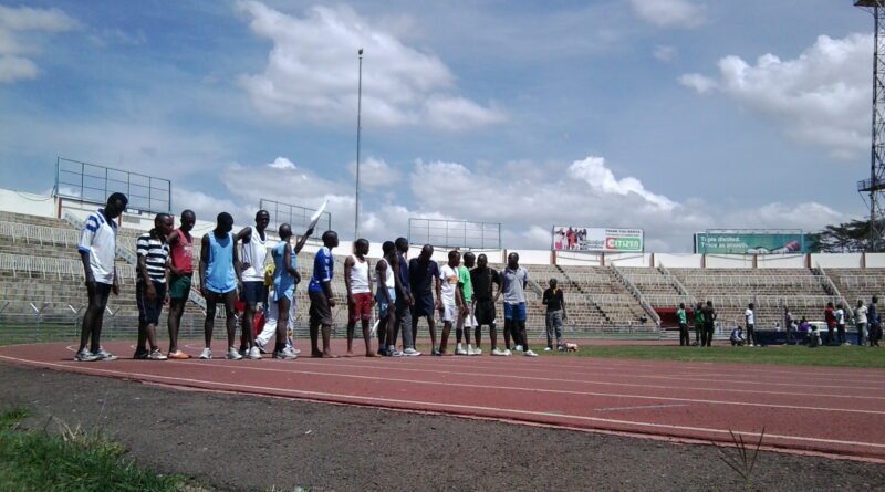 Archive sports day with athletes assembled in Nyayo Stadium