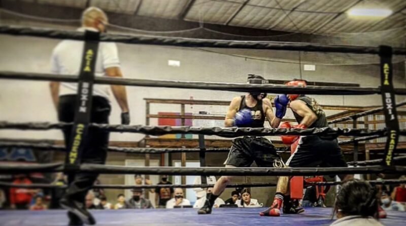 Archive image of two boxers sparring in a ring