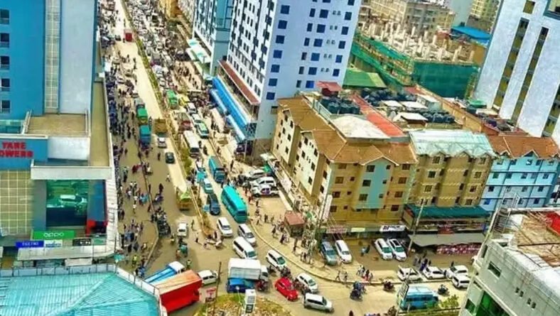 Archive view of Eastleigh neighbourhood in Nairobi, not the October 2026 building collapse