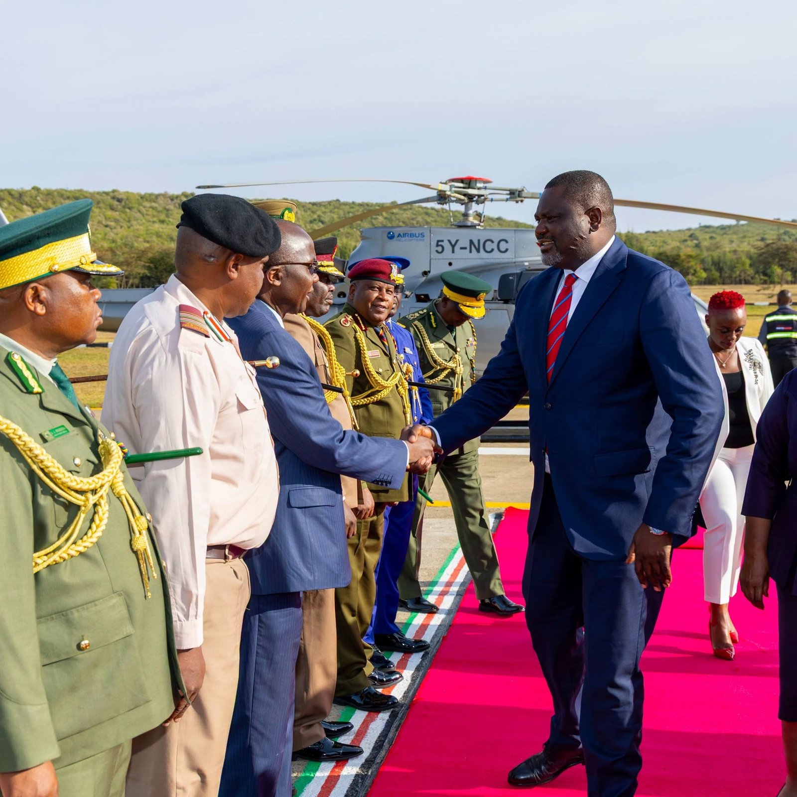 Cabinet Secretary Geoffrey Ruku arriving at the National Youth Service Paramilitary Academy in Gilgil for the 2026 passing-out parade.