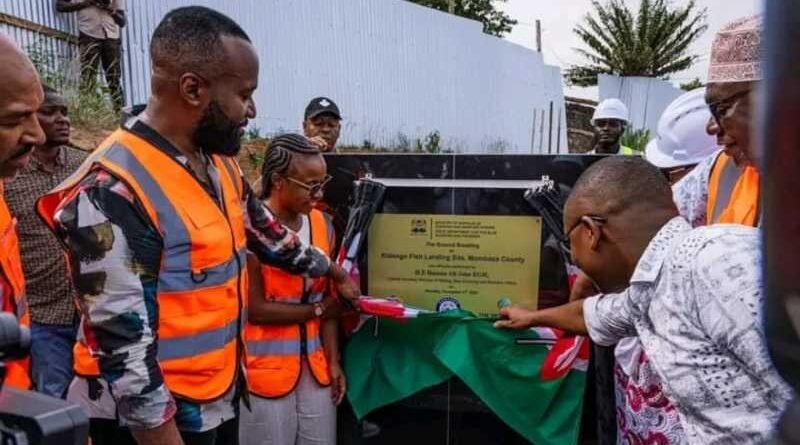 Cabinet Secretary Hassan Joho at a fish landing site groundbreaking ceremony in Mombasa in 2024