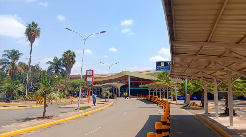 Jomo Kenyatta International Airport terminal exterior, August 2025; archival photo, not October 2026 customs incident