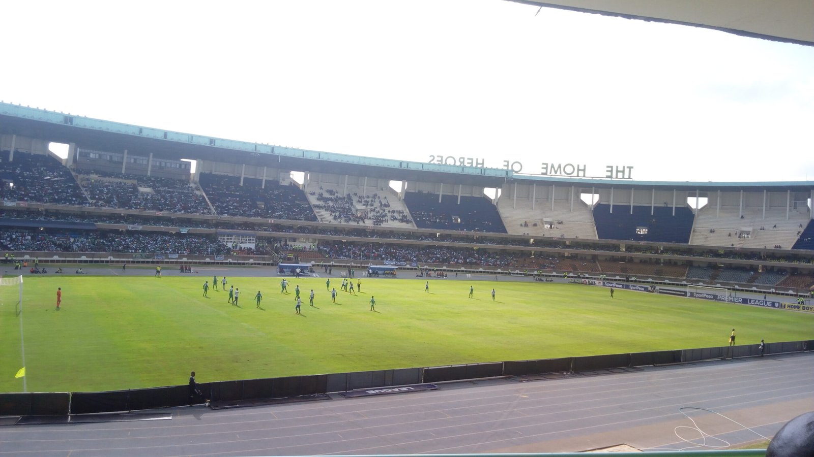 Inside Kasarani Stadium in Nairobi, Kenya, an athletics venue.