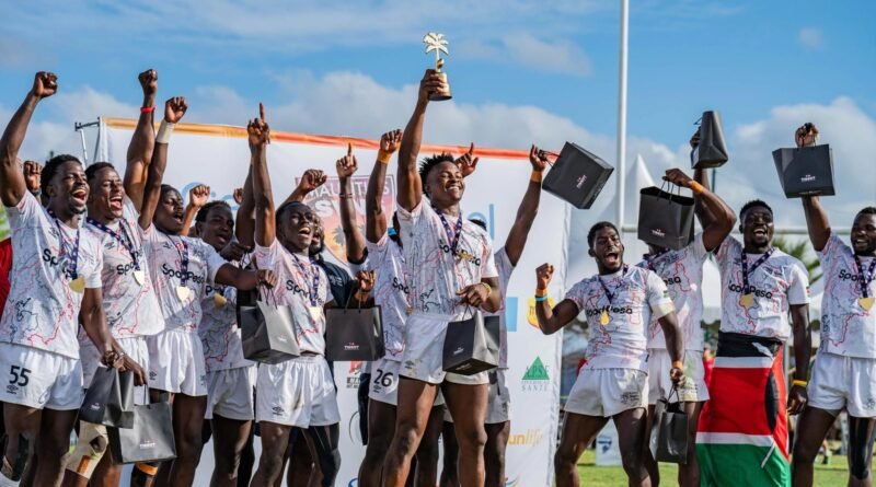 Kenya Shujaa team after winning the 2026 Mauritius Sevens