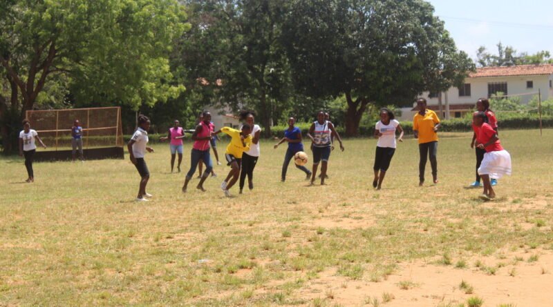 Women playing football in Kilifi County, Kenya, in December 2018