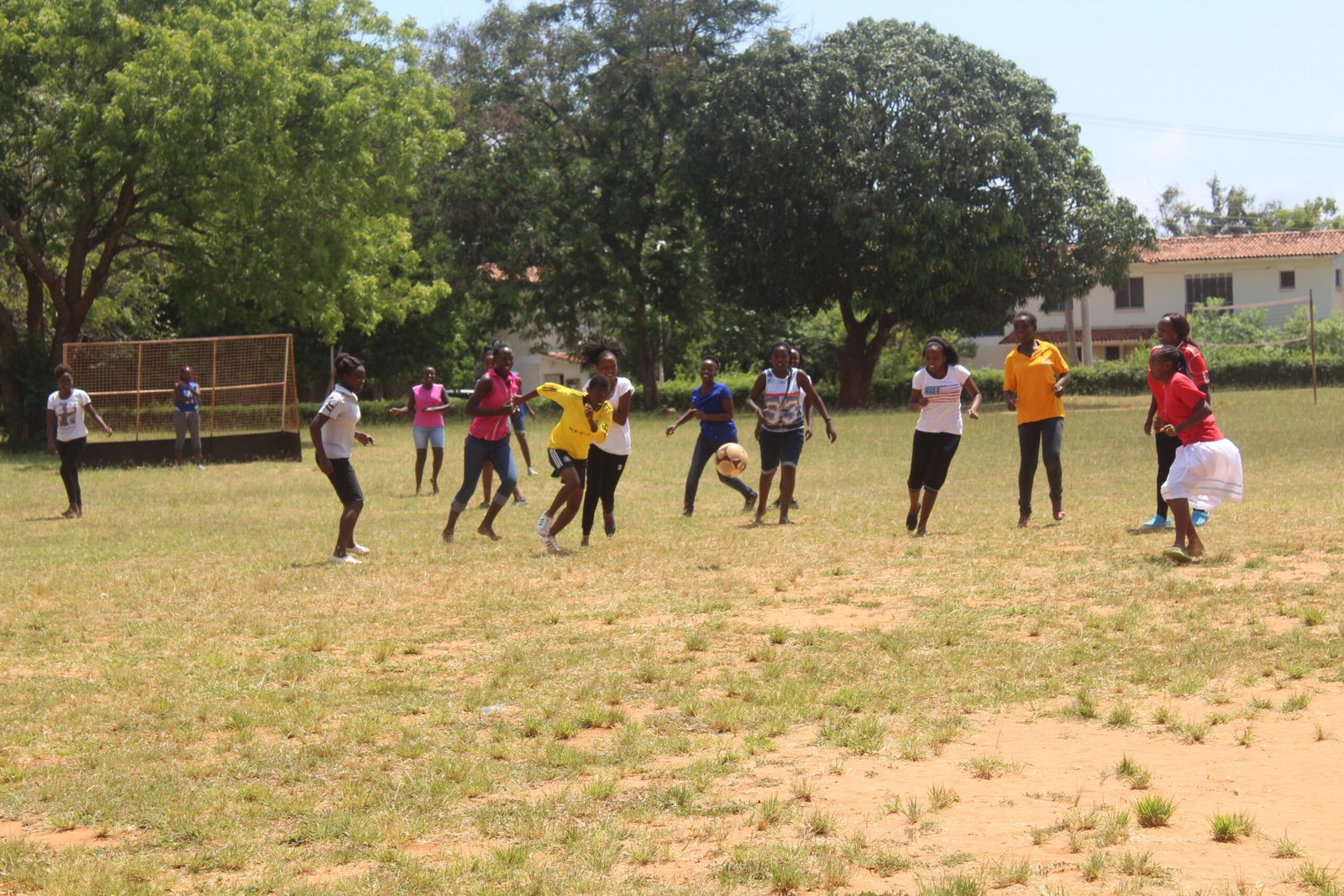 Women playing football in Kilifi County, Kenya, in December 2018
