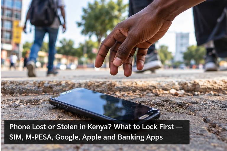 Phone Lost or Stolen in Kenya? What to Lock First — SIM, M-PESA, Google, Apple and Banking Apps