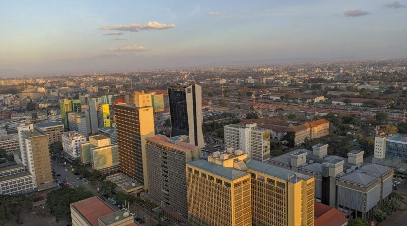 Aerial view of Nairobi skyline from KICC rooftop