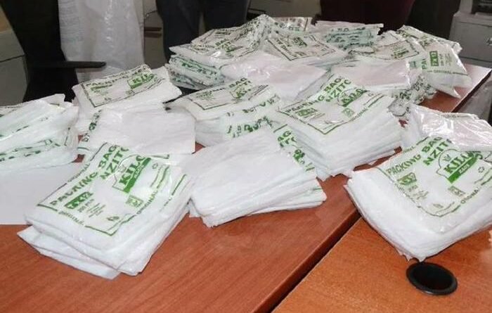 Stacks of white plastic bags displayed following NEMA's Njiru enforcement operation in October 2026