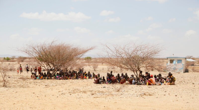 Women and children waiting at a health clinic in Kapua, Turkana County in January 2017