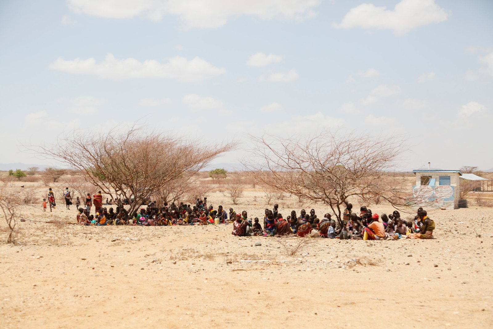 Women and children waiting at a health clinic in Kapua, Turkana County in January 2017